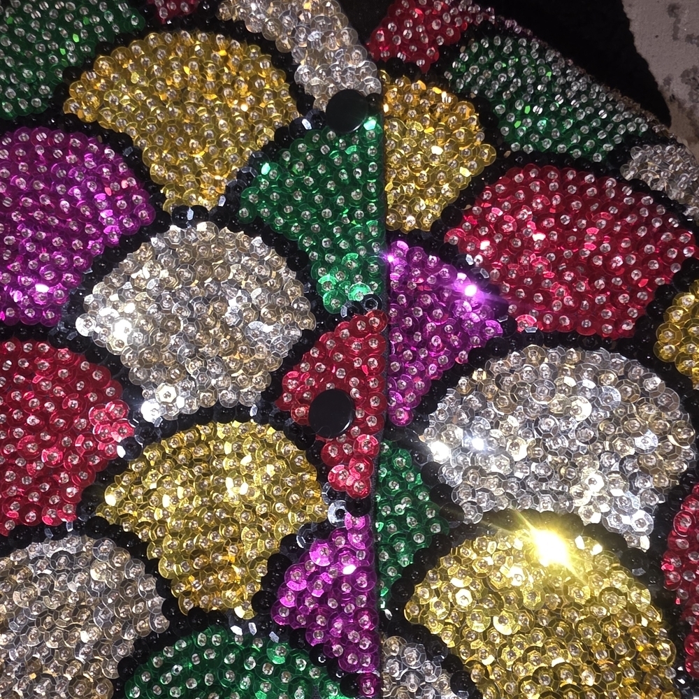 Vibrant Sequin Vest with Black Trim - Picture 6 of 8